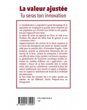 "La valeur ajustée : Tu seras ton innovation" de Jacques Leger