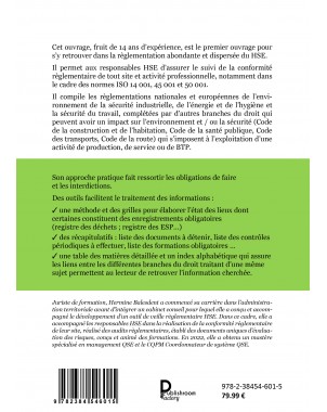 Guide juridique des responsables HSE -Hygiène/Sécurité/Environnement Edition 2023 -de Hermine BALESDENT